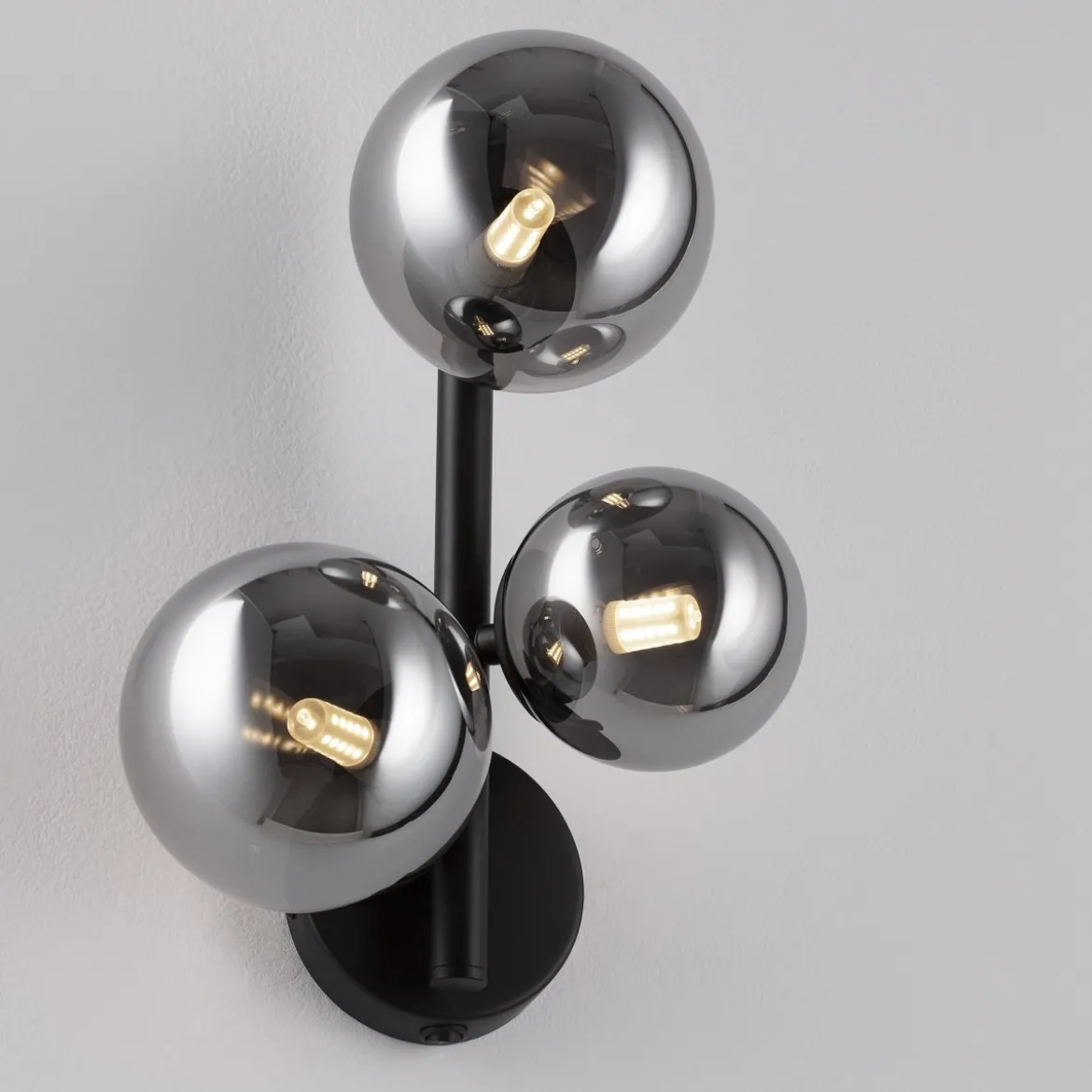 Nova Luce 9028861 ODILLIA Wandleuchte 3-flammig Schwarz Rauchglas G9