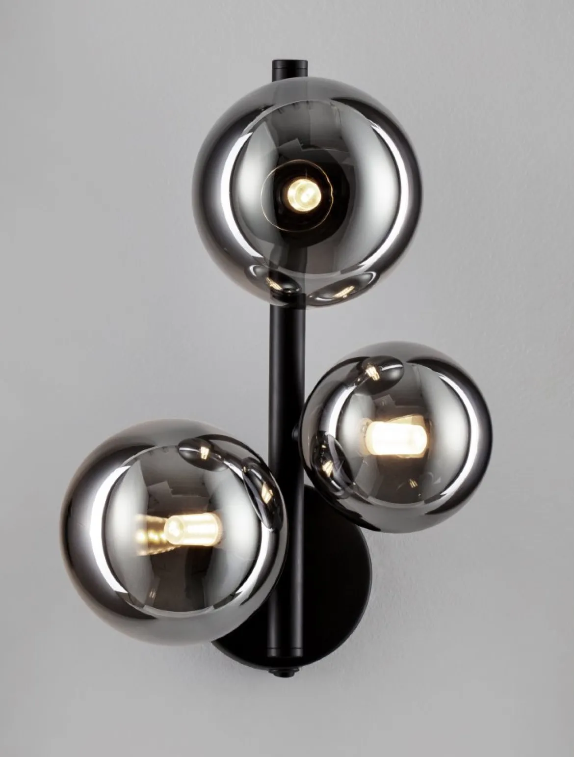 Nova Luce 9028861 ODILLIA Wandleuchte 3-flammig Schwarz Rauchglas G9