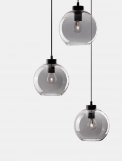 Nova Luce 9241140 PALMER Pendelleuchte rund 3-flammig Schwarz Rauchglas E27