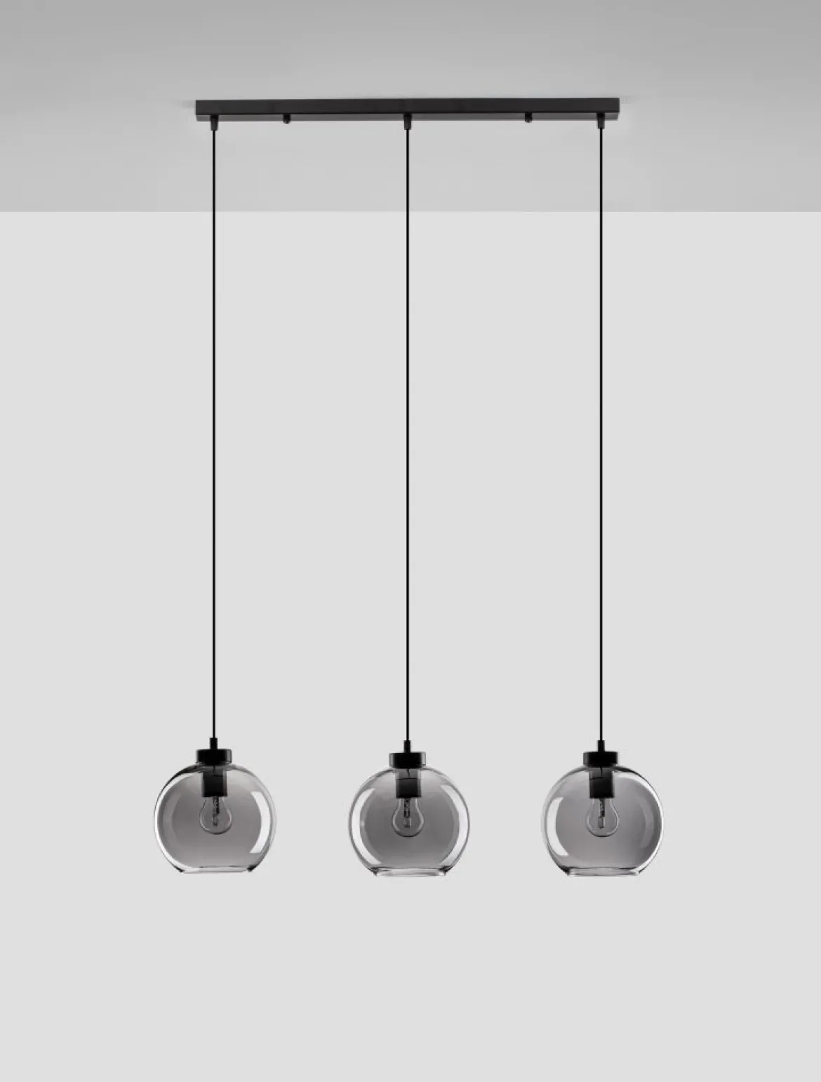 Nova Luce 9241150 PALMER Pendelleuchte 3-flammig Schwarz Rauchglas E27