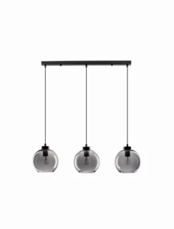 Nova Luce 9241150 PALMER Pendelleuchte 3-flammig Schwarz Rauchglas E27