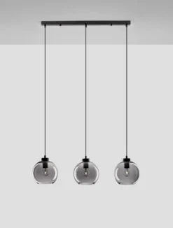 Nova Luce 9241150 PALMER Pendelleuchte 3-flammig Schwarz Rauchglas E27