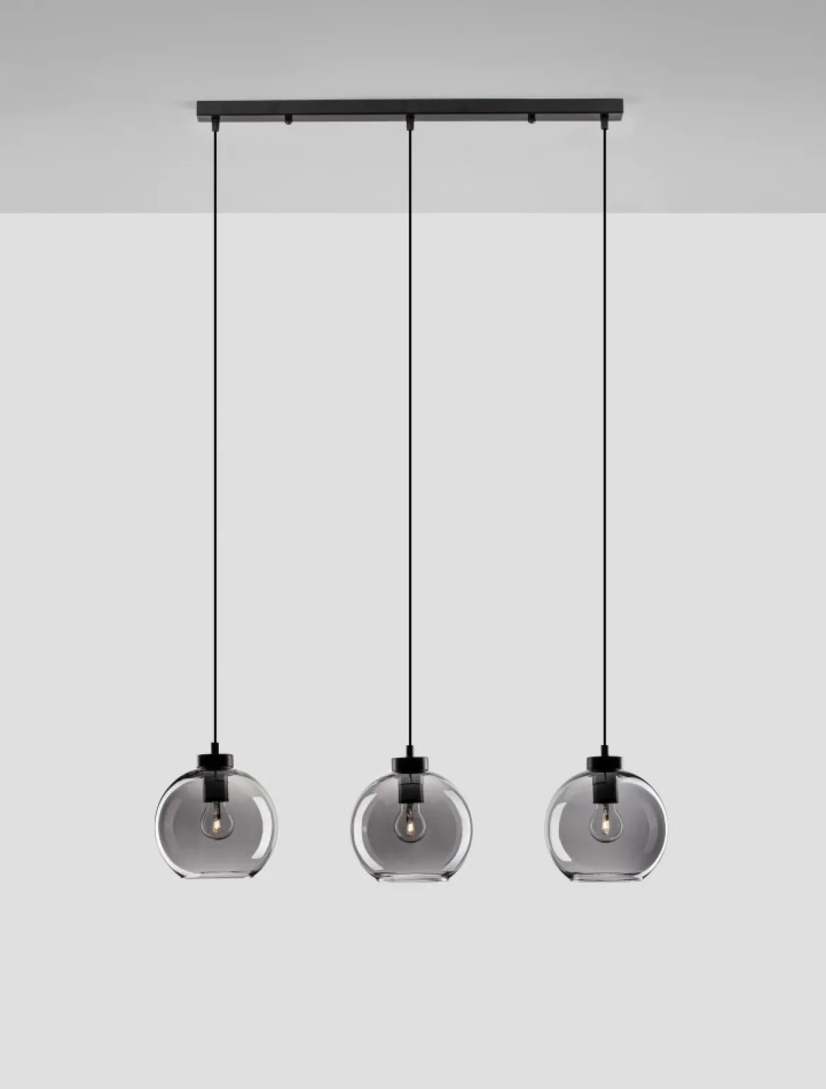 Nova Luce 9241150 PALMER Pendelleuchte 3-flammig Schwarz Rauchglas E27