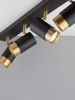Nova Luce 9111436 POGNO Deckenleuchte 4-flammig Schwarz Gold GU10