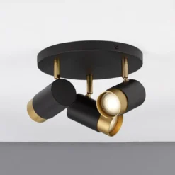 Nova Luce 9111438 POGNO Deckenleuchte 3-flammig rund  Schwarz Gold GU10