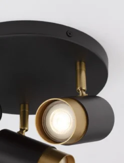 Nova Luce 9111438 POGNO Deckenleuchte 3-flammig rund Schwarz Gold GU10