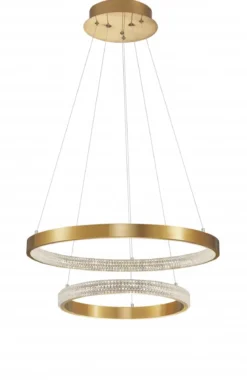 Nova Luce 9862852 PRESTON LED Pendelleuchte 2 Ringe 60cm 3000K Antik Gold dimmbar