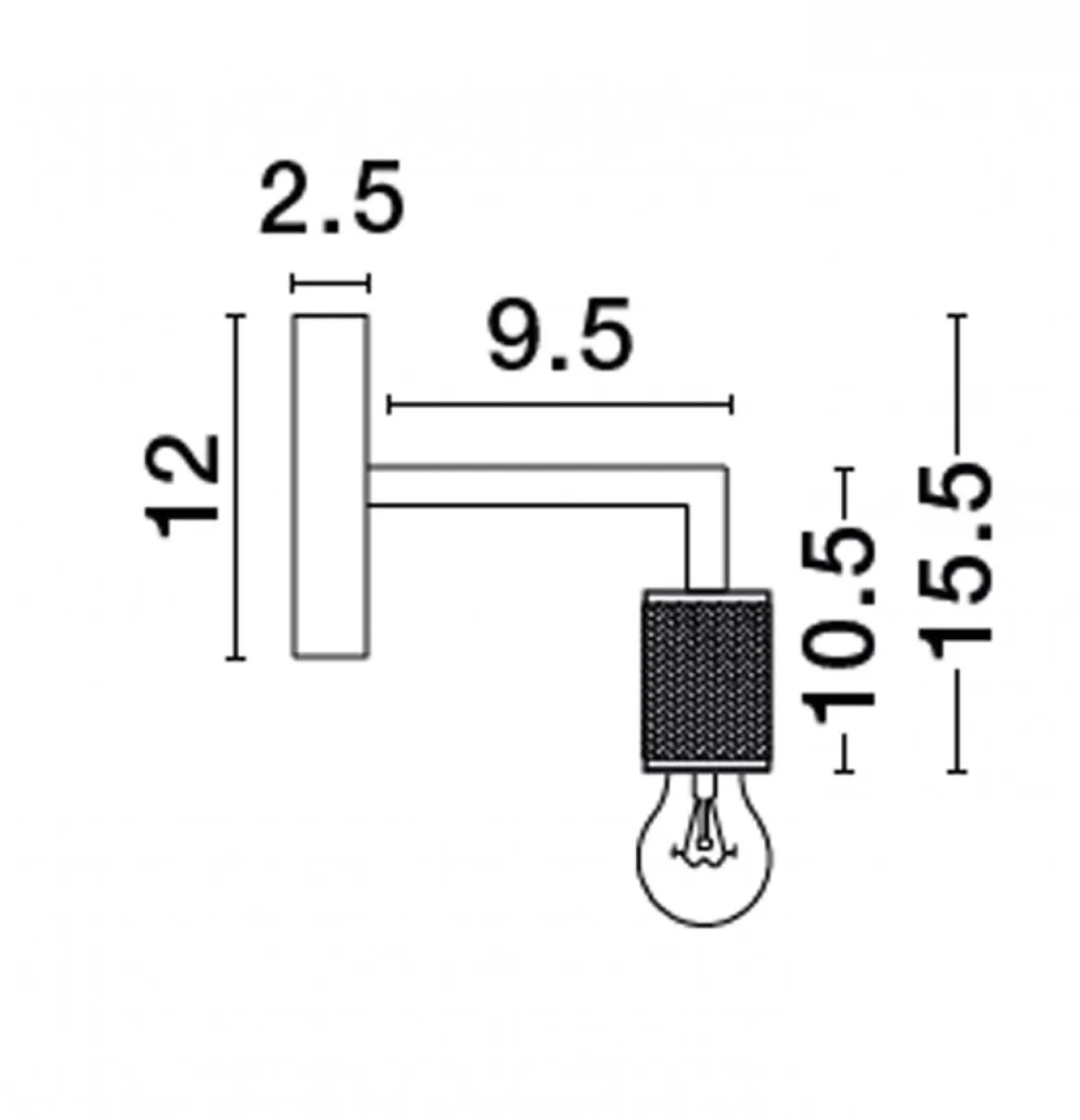 Nova Luce 9501233 ROYAL Wandleuchte ohne Schirm Schwarz E27