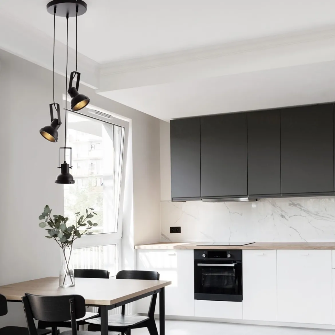 Nova Luce 9624101 RUVI Pendelleuchte 3-flammig Schwarz E14