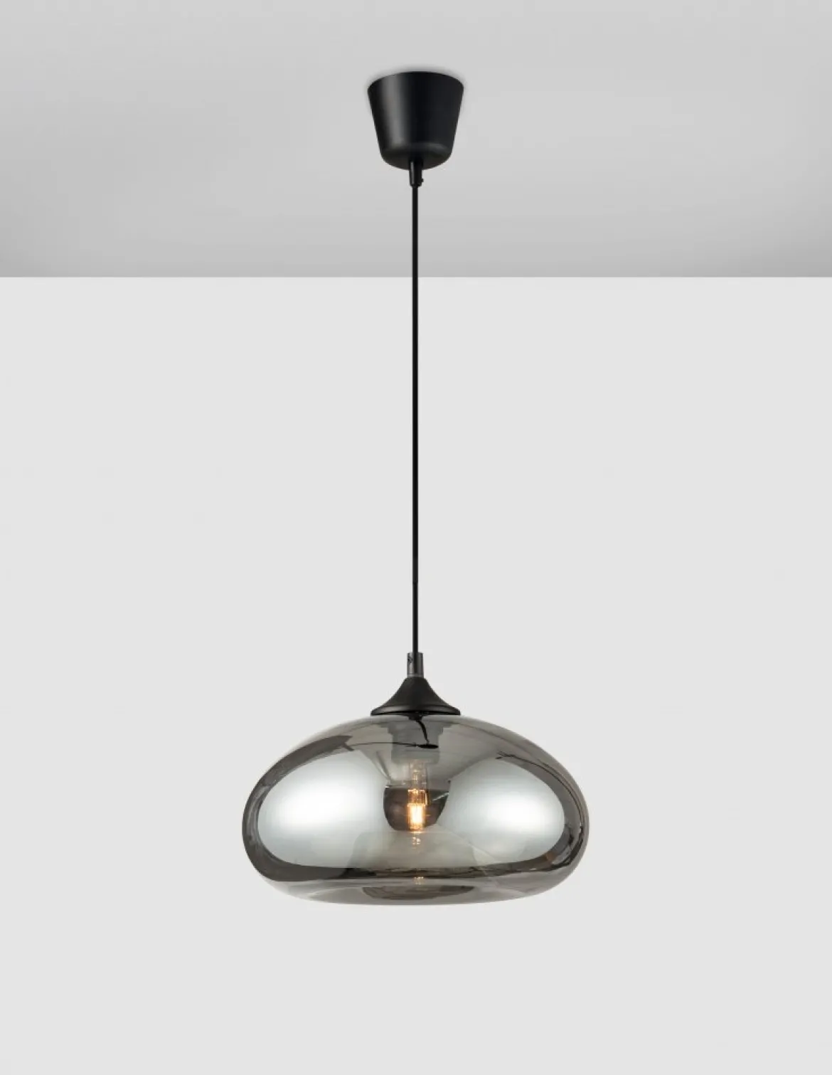 Nova Luce 9726482 SAVAZ Pendelleuchte 14cm Schwarz Chrom E27