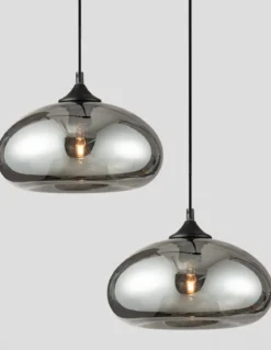 Nova Luce 9726482 SAVAZ Pendelleuchte 14cm Schwarz Chrom E27