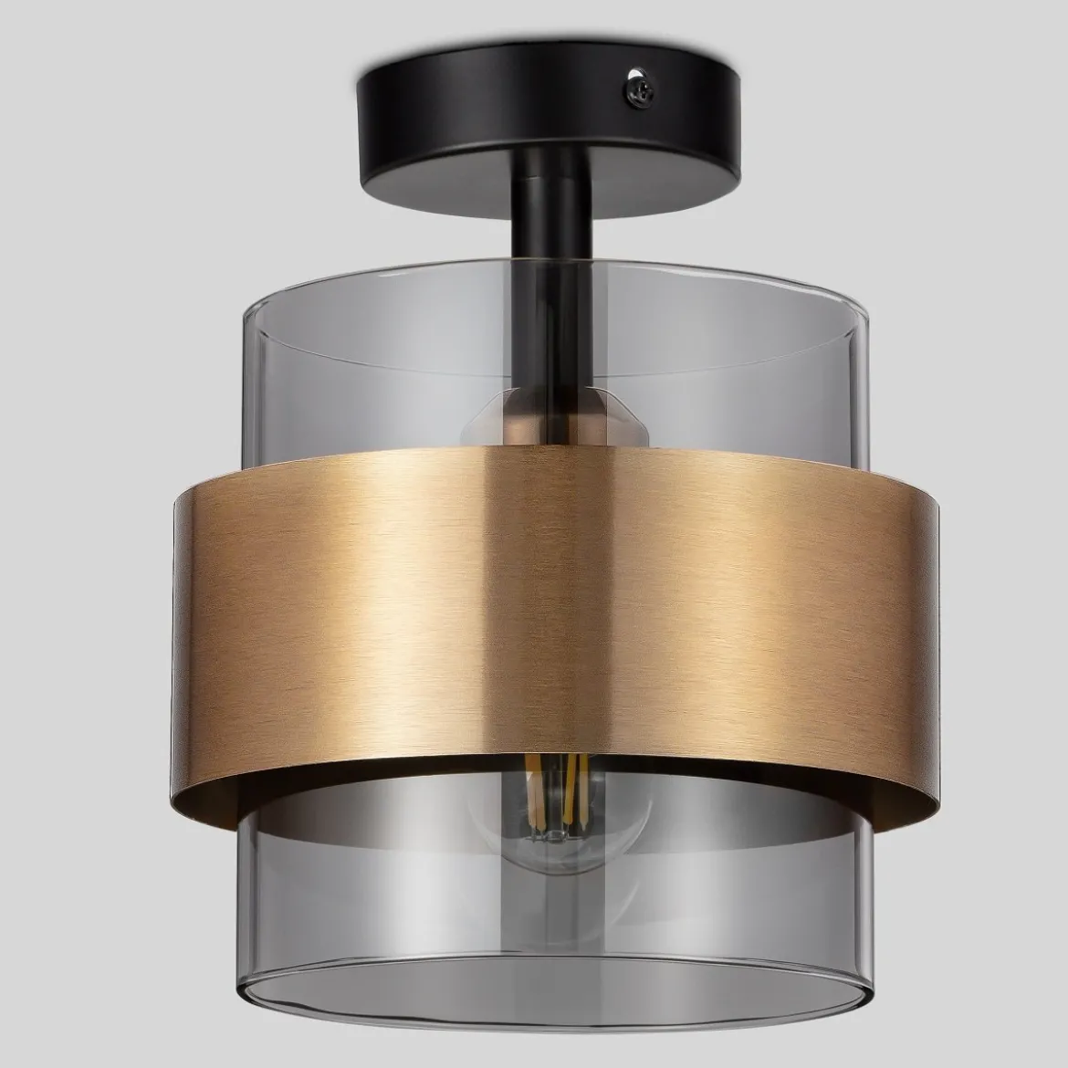 Nova Luce 9236384 SIANNA Deckenleuchte Gold Rauchglas Schwarz E27