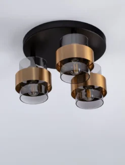 Nova Luce 9236386 SIANNA Deckenleuchte 3-flammig Gold Rauchglas Schwarz E27
