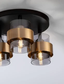 Nova Luce 9236386 SIANNA Deckenleuchte 3-flammig Gold Rauchglas Schwarz E27
