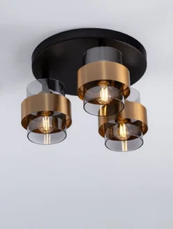 Nova Luce 9236386 SIANNA Deckenleuchte 3-flammig Gold Rauchglas Schwarz E27