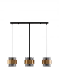 Nova Luce 9236382 SIANNA Pendelleuchte 3-flammig Gold Rauchglas Schwarz E27