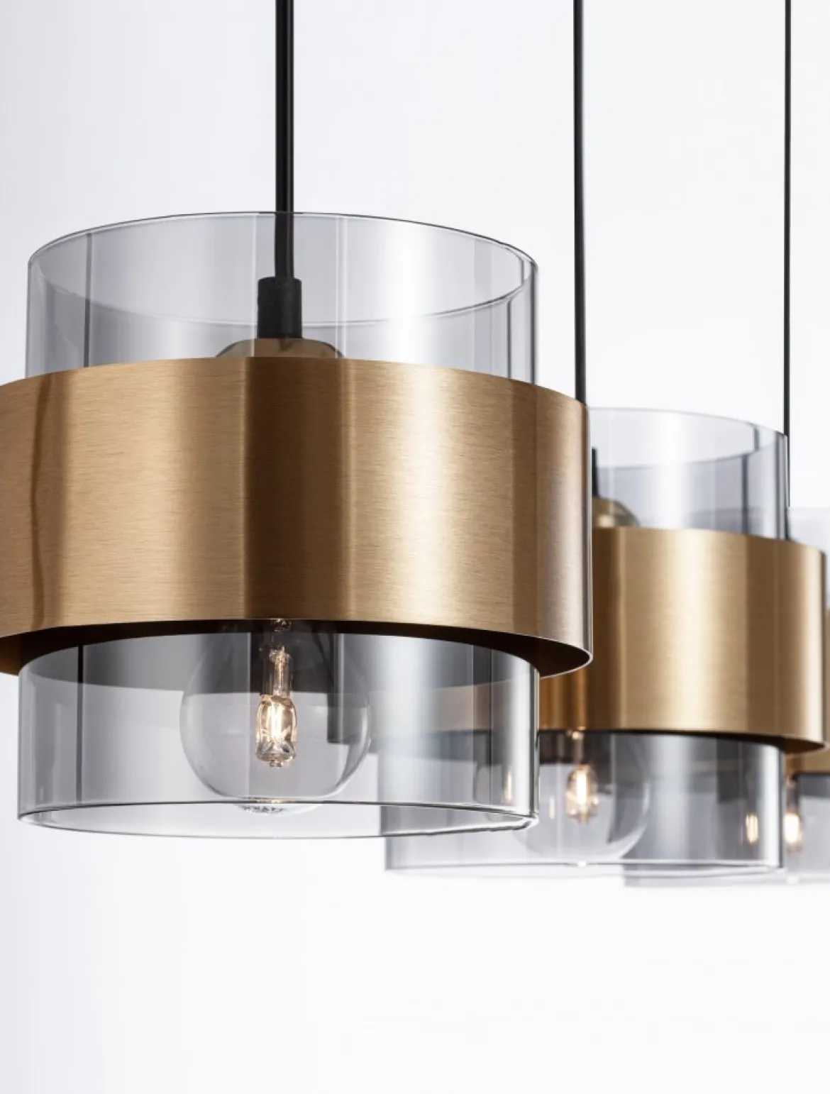Nova Luce 9236382 SIANNA Pendelleuchte 3-flammig Gold Rauchglas Schwarz E27