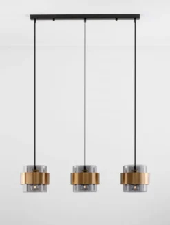 Nova Luce 9236382 SIANNA Pendelleuchte 3-flammig Gold Rauchglas Schwarz E27