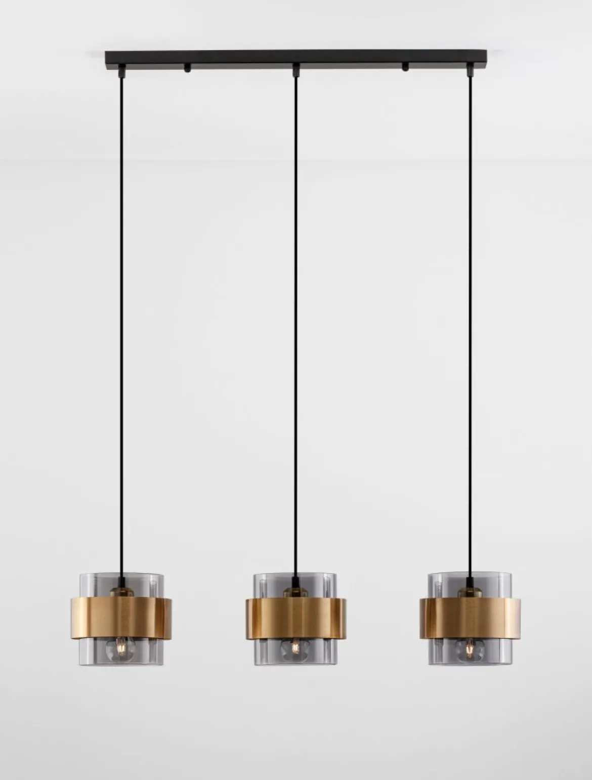 Nova Luce 9236382 SIANNA Pendelleuchte 3-flammig Gold Rauchglas Schwarz E27