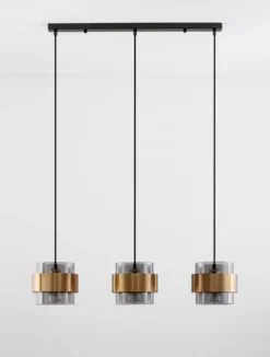 Nova Luce 9236382 SIANNA Pendelleuchte 3-flammig Gold Rauchglas Schwarz E27