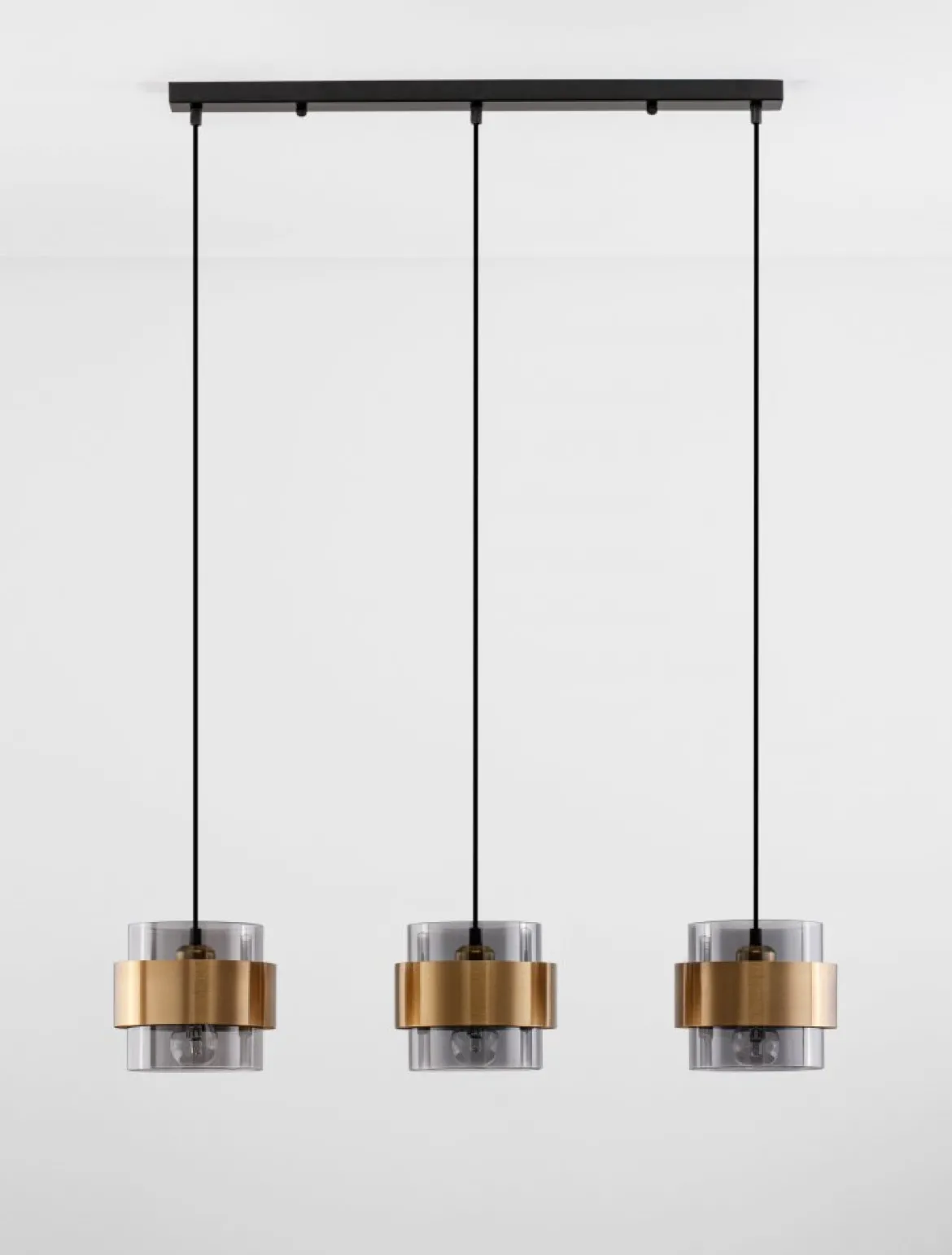 Nova Luce 9236382 SIANNA Pendelleuchte 3-flammig Gold Rauchglas Schwarz E27