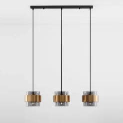Nova Luce 9236382 SIANNA Pendelleuchte 3-flammig Gold Rauchglas Schwarz E27