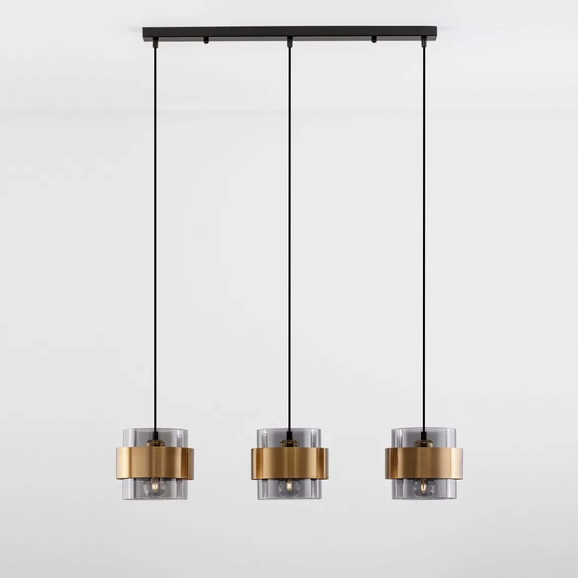Nova Luce 9236382 SIANNA Pendelleuchte 3-flammig Gold Rauchglas Schwarz E27
