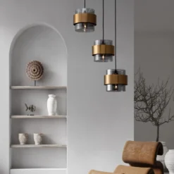 Nova Luce 9236372 SIANNA Pendelleuchte rund 3-flammig Gold Rauchglas Schwarz E27