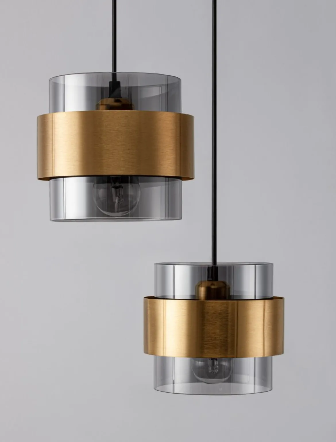 Nova Luce 9236372 SIANNA Pendelleuchte rund 3-flammig Gold Rauchglas Schwarz E27