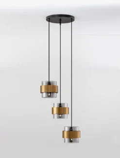 Nova Luce 9236372 SIANNA Pendelleuchte rund 3-flammig Gold Rauchglas Schwarz E27