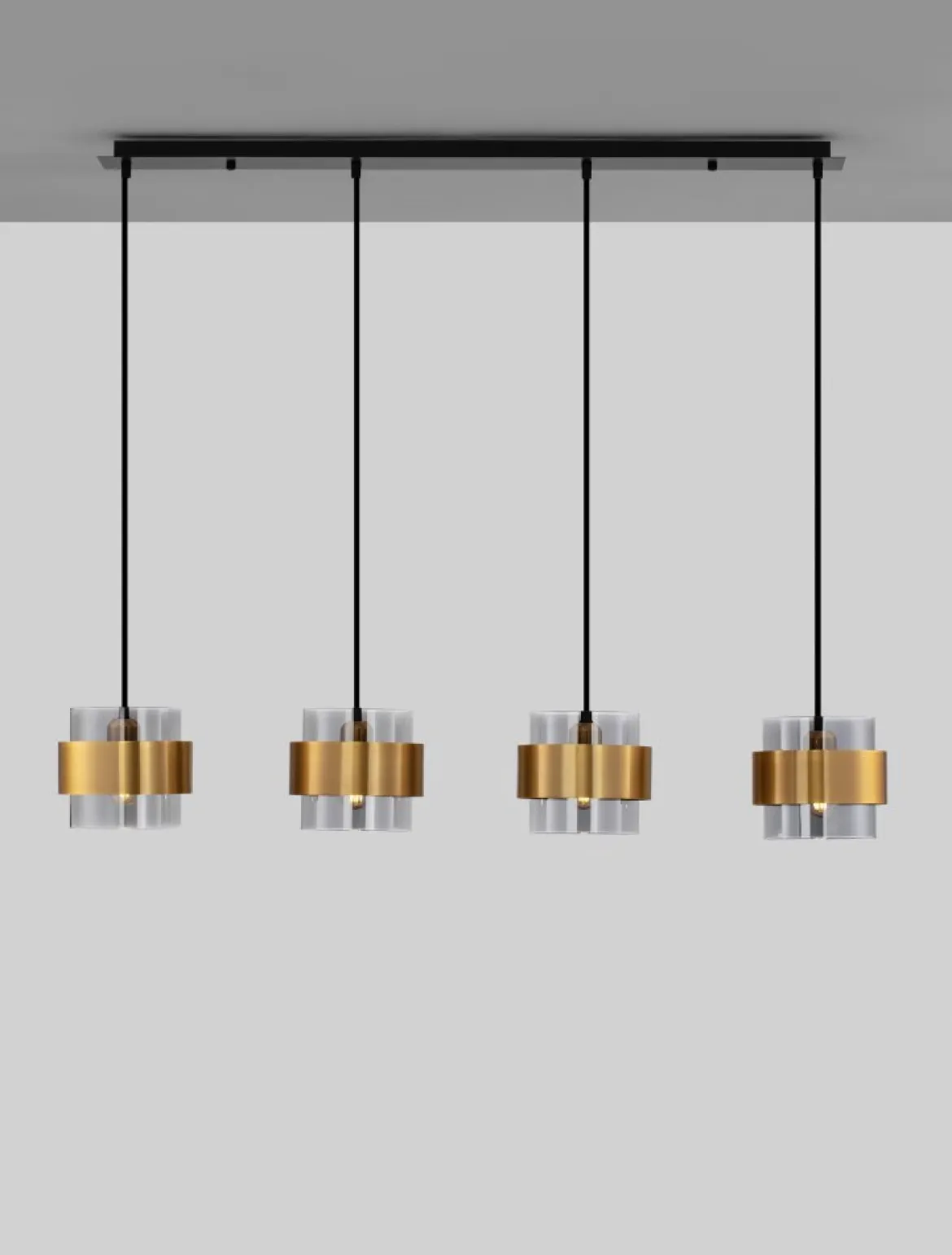 Nova Luce 9236383 SIANNA Pendelleuchte 4-flammig Gold Rauchglas Schwarz E27