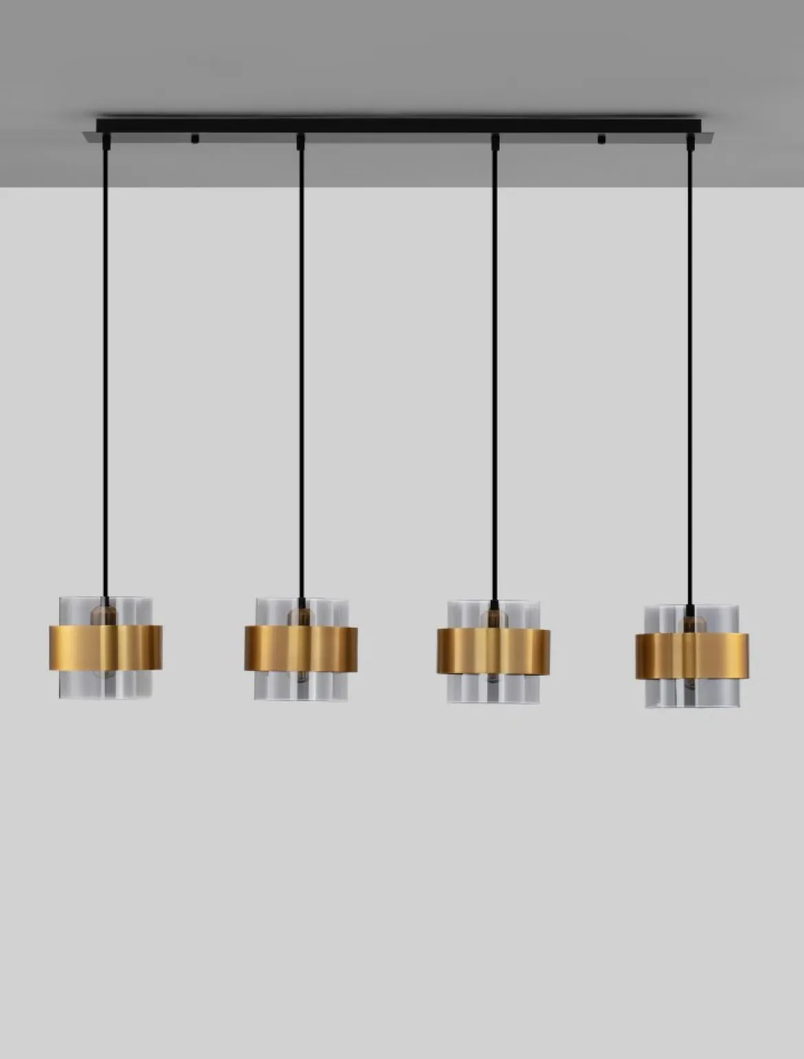 Nova Luce 9236383 SIANNA Pendelleuchte 4-flammig Gold Rauchglas Schwarz E27