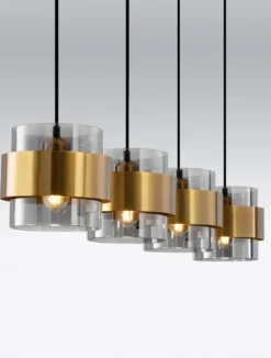Nova Luce 9236383 SIANNA Pendelleuchte 4-flammig Gold Rauchglas Schwarz E27