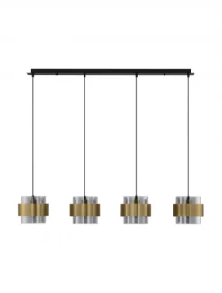 Nova Luce 9236383 SIANNA Pendelleuchte 4-flammig Gold Rauchglas Schwarz E27