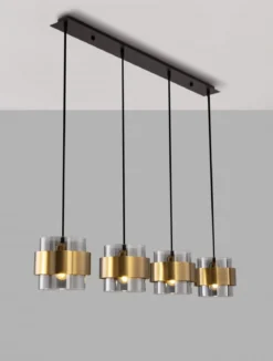 Nova Luce 9236383 SIANNA Pendelleuchte 4-flammig Gold Rauchglas Schwarz E27