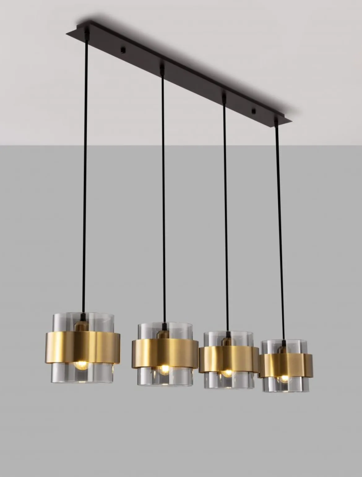 Nova Luce 9236383 SIANNA Pendelleuchte 4-flammig Gold Rauchglas Schwarz E27
