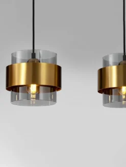 Nova Luce 9236383 SIANNA Pendelleuchte 4-flammig Gold Rauchglas Schwarz E27