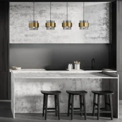 Nova Luce 9236383 SIANNA Pendelleuchte 4-flammig Gold Rauchglas Schwarz E27