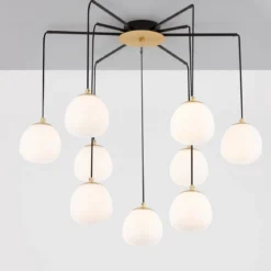 Nova Luce 9009260 THE EGG Pendelleuchte 8-flammig Gold Schwarz G9