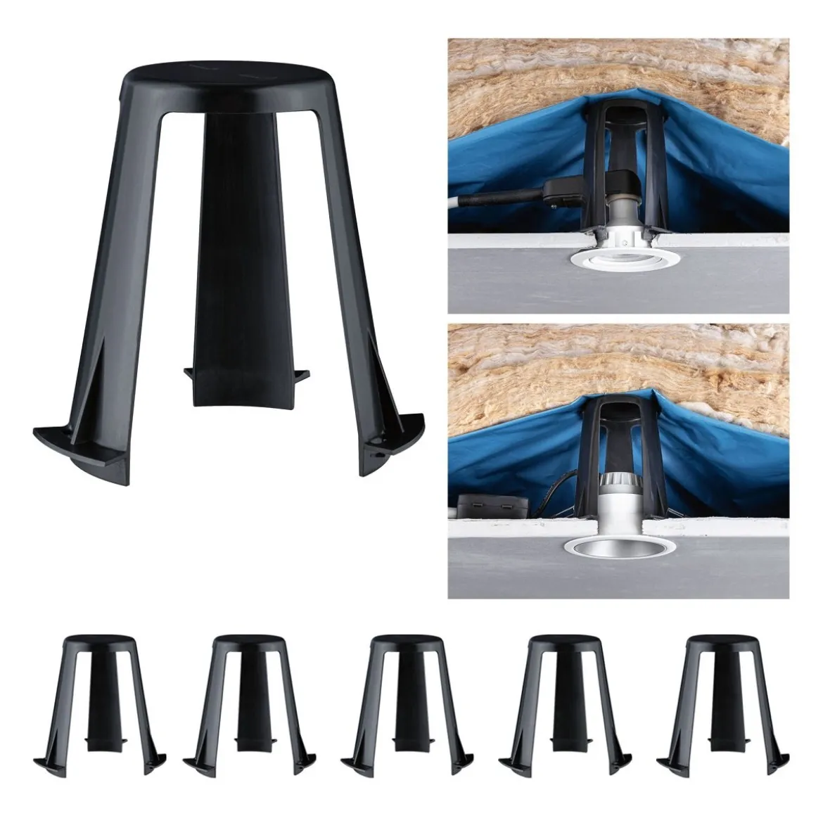 Paulmann 92400 Abstandshalter für Einbauleuchten 5er-Set 62-90 mm schwarz