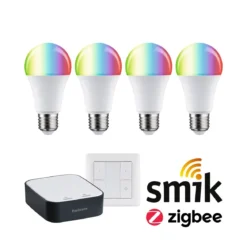 Paulmann 5190 Bundle Smart Home Zigbee LED Birne E27 RGBW mit Gateway und Schalter