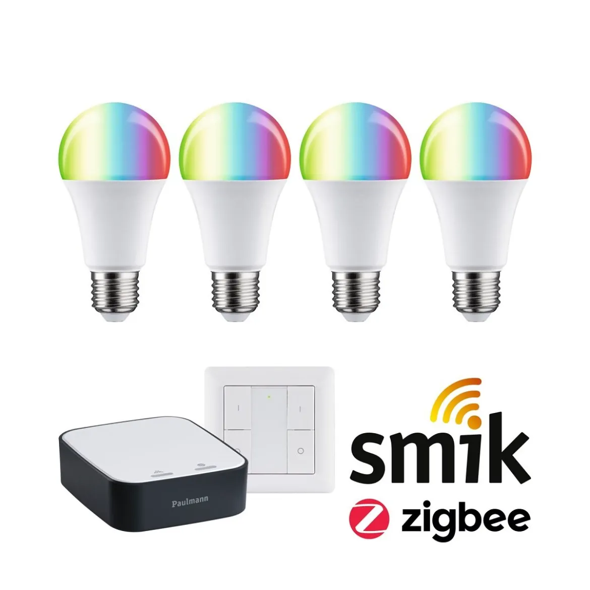 Paulmann 5190 Bundle Smart Home Zigbee LED Birne E27 RGBW mit Gateway und Schalter