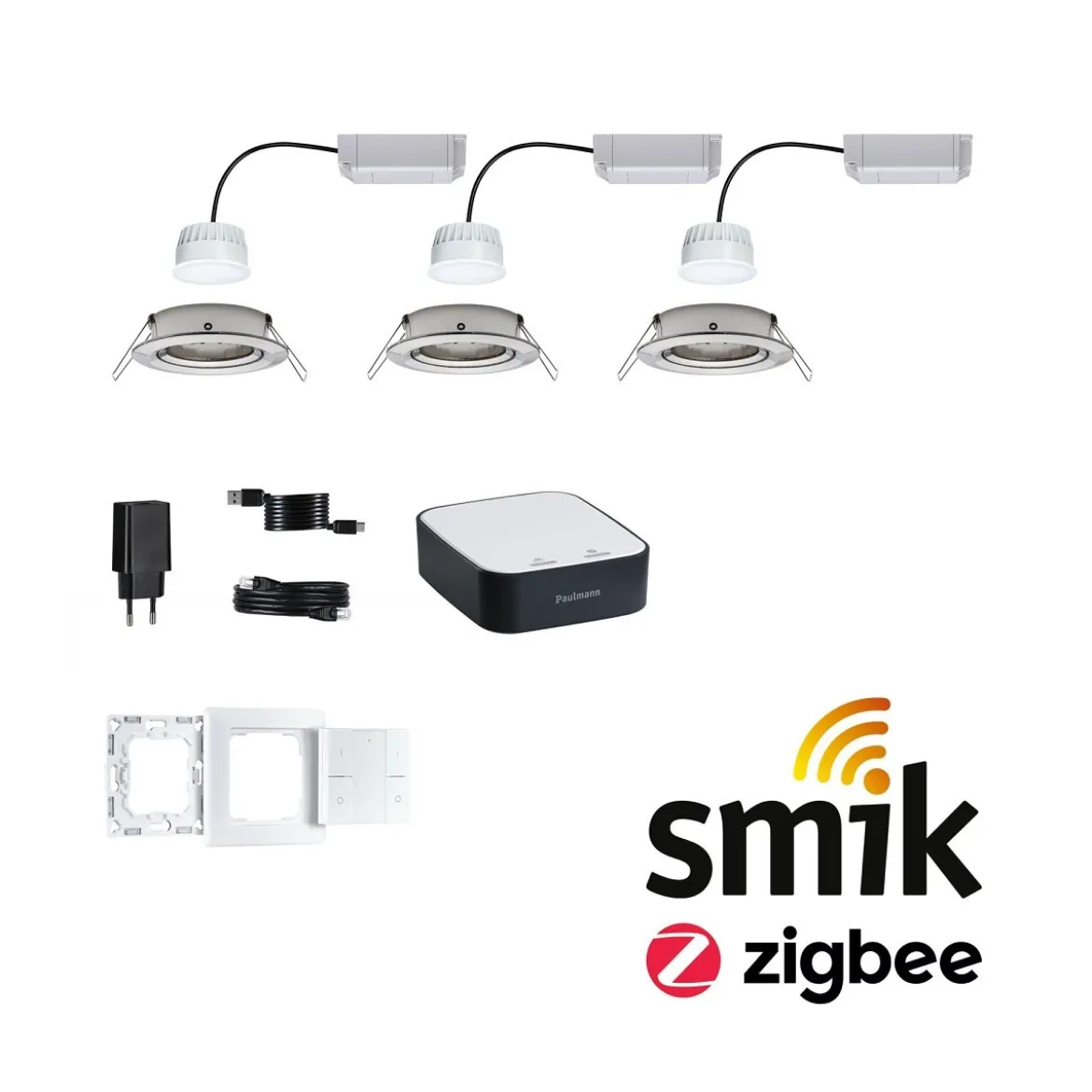 Paulmann 5180 Bundle Zigbee smik Gateway LED Einbauleuchte Nova Plus Coin Basisset tunable white