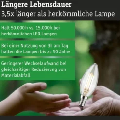 Paulmann 29201 Eco-Line Filament 230V LED Kerze E14 840lm 3000K Klar