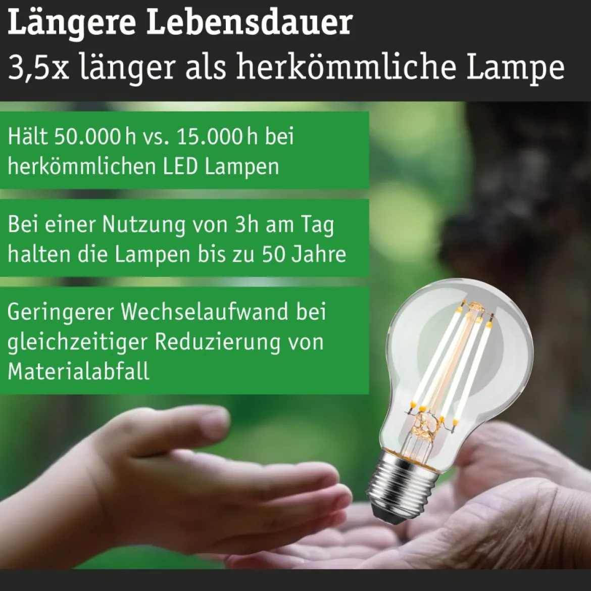 Paulmann 29252 Eco-Line Filament 230V LED Birne E27 1055lm 3000K 3-Step-Dim Klar