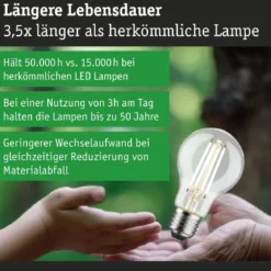 Paulmann 29254 Eco-Line Filament 230V LED Birne E27 806lm 4000K 3-Step-Dim Klar