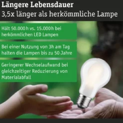 Paulmann 29255 Eco-Line Filament 230V LED Birne E27 470lm 3000K 3-Step-Dim Matt