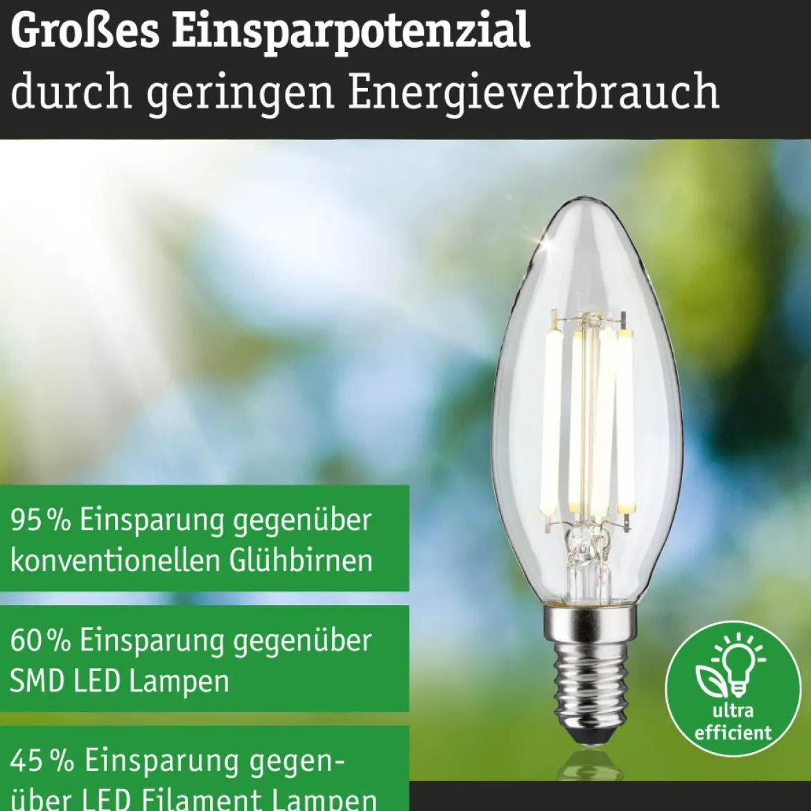 Paulmann 29203 Eco-Line Filament 230V LED Kerze E14 840lm 4000K Klar