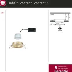 Paulmann 92404 Einbauleuchte LED Nova Coin 3er-Set schwenkbar 84mm gold