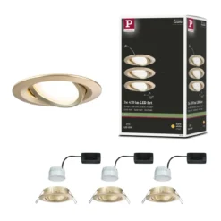 Paulmann 92404 Einbauleuchte LED Nova Coin 3er-Set schwenkbar 84mm gold